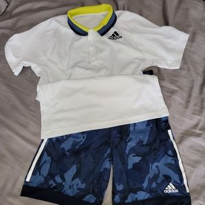 Boys Adidas set, shirt and shorts size 14/16